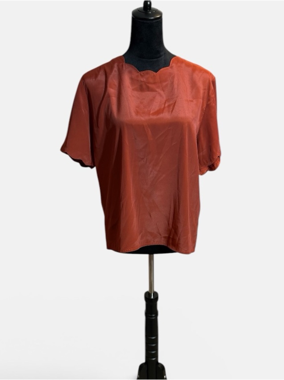 Womens Rust Red Short Sleeve Blouse